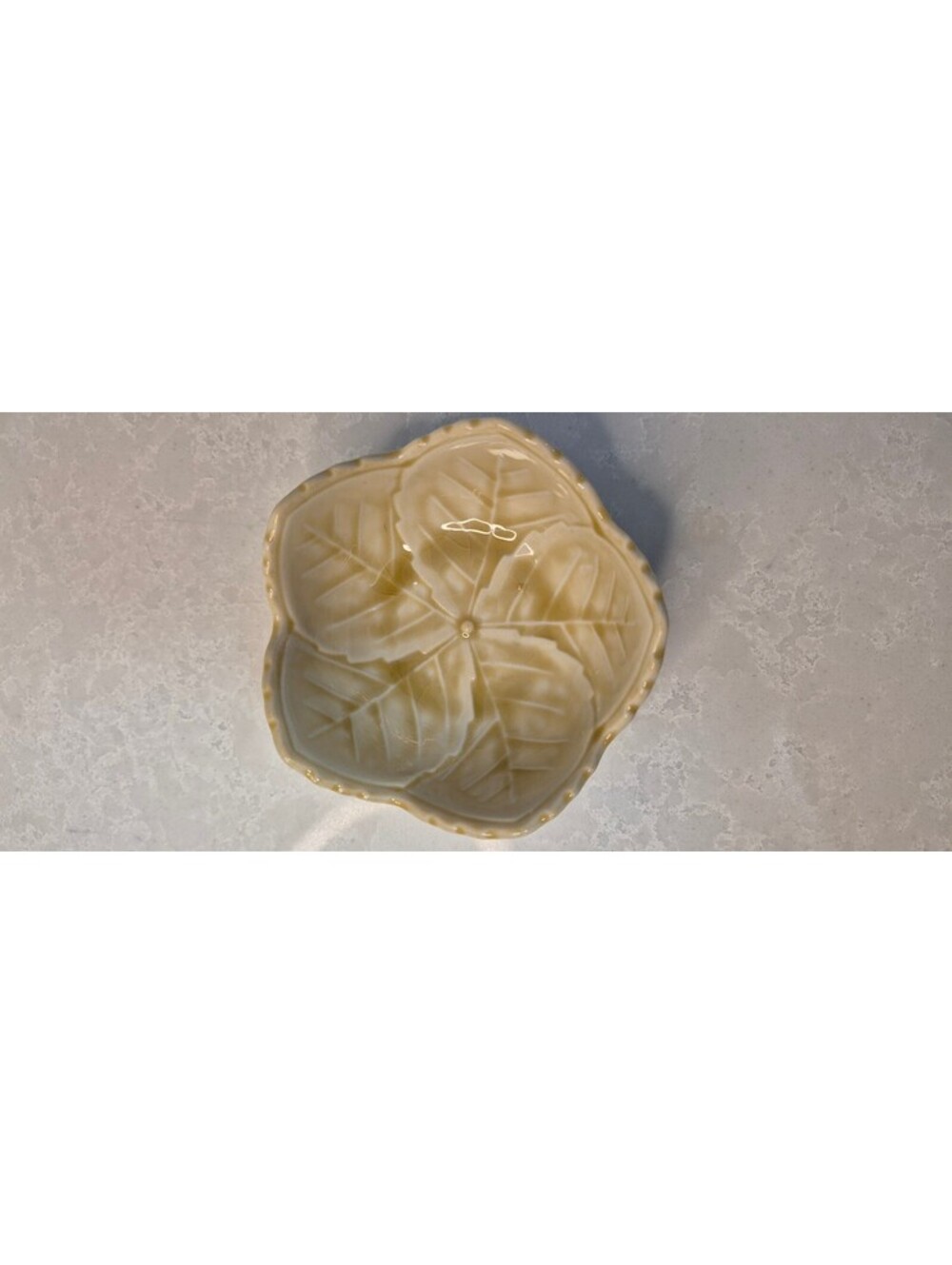 Vintage Japanese Arita Kouraku Kiln Celadon Leaf Bowl Longevity Kotobuki Seal